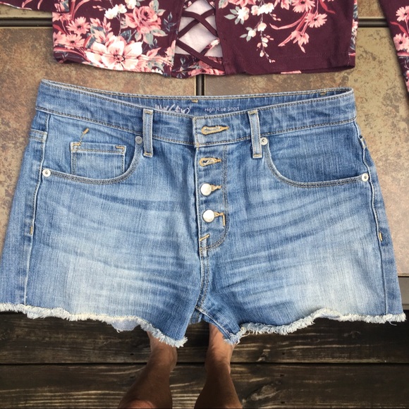 Mossimo Denim High Rise Cutoff Frayed Shorts Sz 4 - Picture 5 of 8